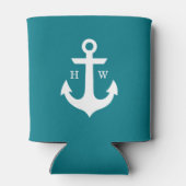 Rafraîchisseur Pour Canette Monogramme d'Ancre Turquoise foncée (Dos)