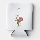 Rafraîchisseur Pour Canette Monogramme d'aquarelle florale rose-bourgogne mode (Devant)