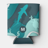 Rafraîchisseur Pour Canette Monogramme d'art Abstrait cool requin et tortue (Devant)