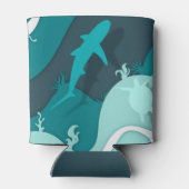 Rafraîchisseur Pour Canette Monogramme d'art Abstrait cool requin et tortue (Dos)