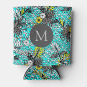 Rafraîchisseur Pour Canette Monogramme d'Art Floral Exotique Abstrait (Devant)