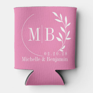 Rafraîchisseur Pour Canette Monogramme de mariage à feuille rose