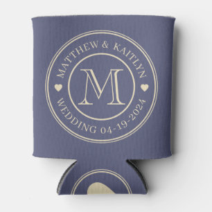 Rafraîchisseur Pour Canette Monogramme de mariage cœur de la brise de lavande