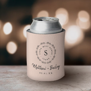 Rafraîchisseur Pour Canette Monogramme de Mariage de couronne rustique Blush