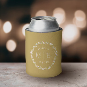 Rafraîchisseur Pour Canette Monogramme de Mariage de couronne rustique Jaune