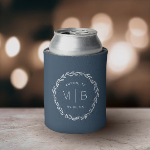 Rafraîchisseur Pour Canette Monogramme de Mariage de couronne rustique Lac b