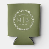 Rafraîchisseur Pour Canette Monogramme de Mariage de couronne rustique | Vert  (Devant)