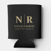 Rafraîchisseur Pour Canette Monogramme de mariage élégant Initiales de mariés (Dos)