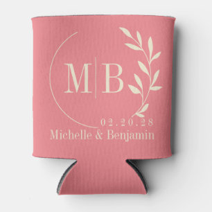 Rafraîchisseur Pour Canette Monogramme de mariage feuille de pêche milieu du s