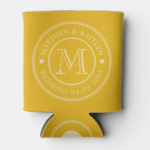 Rafraîchisseur Pour Canette Monogramme de mariage Tournesol Chaud du Milieu du