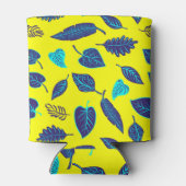 Rafraîchisseur Pour Canette Monogramme de Motif de feuille tropicale jaune vif (Dos)