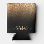 Rafraîchisseur Pour Canette Monogramme de Parties scintillant noire et dorée (Devant)