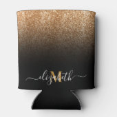 Rafraîchisseur Pour Canette Monogramme de Parties scintillant noire et dorée (Dos)