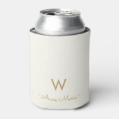 Rafraîchisseur Pour Canette Monogramme de script d'or ivoire moderne (Can devant)