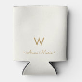Rafraîchisseur Pour Canette Monogramme de script d'or ivoire moderne (Devant)