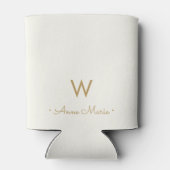 Rafraîchisseur Pour Canette Monogramme de script d'or ivoire moderne (Dos)