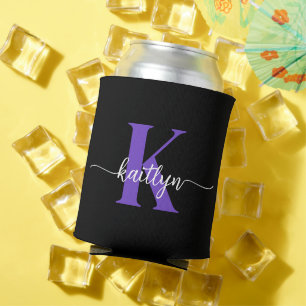 Rafraîchisseur Pour Canette Monogramme de script violet noir