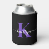 Rafraîchisseur Pour Canette Monogramme de script violet noir (Can devant)