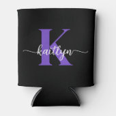 Rafraîchisseur Pour Canette Monogramme de script violet noir (Devant)