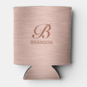 Rafraîchisseur Pour Canette Monogramme de texture métallique rose (Devant)