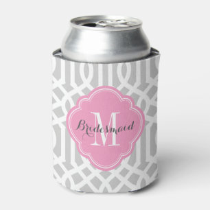 Rafraîchisseur Pour Canette Monogramme de Trellis gris et rose
