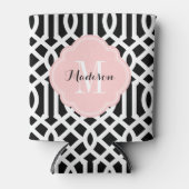 Rafraîchisseur Pour Canette Monogramme de Trellis noir et rose (Devant)