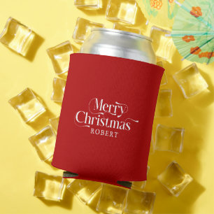 Rafraîchisseur Pour Canette Monogramme de typographie blanche Joyeux Noël