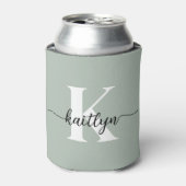 Rafraîchisseur Pour Canette Monogramme écriture vert sauge (Can devant)