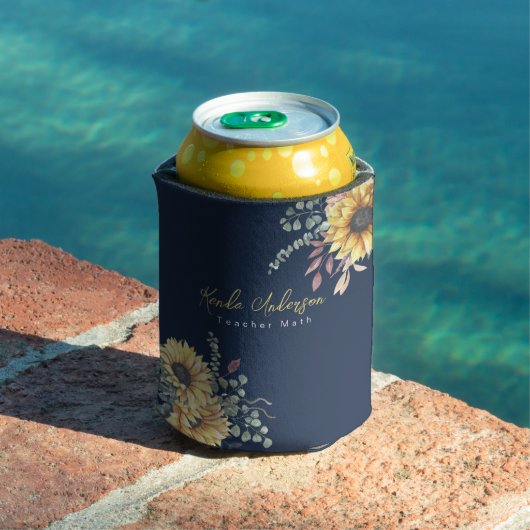 Rafraîchisseur Pour Canette Monogramme Elégant tournesol rustique Enseignant e (Piscine in situ)