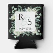 Rafraîchisseur Pour Canette Monogramme Elégant Verdure Mariage noir (Devant)