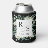 Rafraîchisseur Pour Canette Monogramme Elégant Verdure Mariage noir (Can Dos)