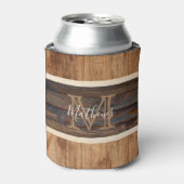 Rafraîchisseur Pour Canette Monogramme en bois rustique Tonographie Pâte de re (Can devant)
