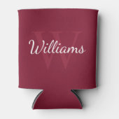 Rafraîchisseur Pour Canette Monogramme et nom personnalisé Bourgogne rouge (Devant)