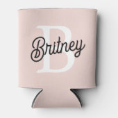 Rafraîchisseur Pour Canette Monogramme et nom personnalisé moderne Pastel Pink (Devant)