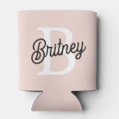 Rafraîchisseur Pour Canette Monogramme et nom personnalisé moderne Pastel Pink (Dos)