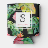 Rafraîchisseur Pour Canette Monogramme floral de Luau hawaïen tropical (Devant)
