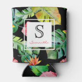 Rafraîchisseur Pour Canette Monogramme floral de Luau hawaïen tropical (Dos)