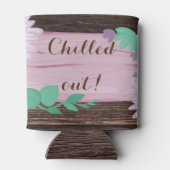 Rafraîchisseur Pour Canette Monogramme floral rustique en bois peut refroidir (Dos)