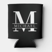 Rafraîchisseur Pour Canette Monogramme gras minimal avec nom | Noir (Devant)