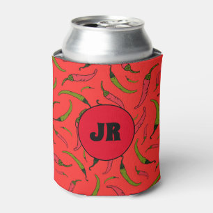 Rafraîchisseur Pour Canette Monogramme imprimé de piments rouges et verts à la