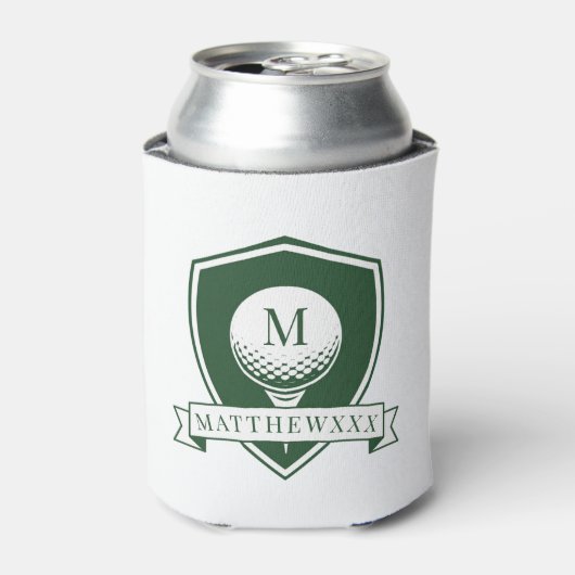 Rafraîchisseur Pour Canette Monogramme Initial de Nom en Vert Foncé et Blanc M (Can devant)