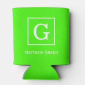 Rafraîchisseur Pour Canette Monogramme initial encadré blanc vert de chaux (Dos)