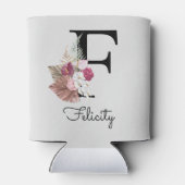 Rafraîchisseur Pour Canette Monogramme initiale F floral rose (Dos)