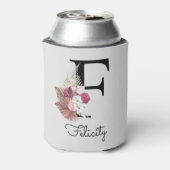 Rafraîchisseur Pour Canette Monogramme initiale F floral rose (Can Dos)