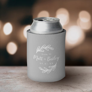 Rafraîchisseur Pour Canette Monogramme Mariage de branche en gras   Gris
