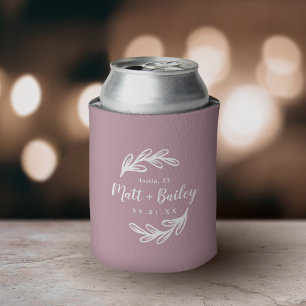 Rafraîchisseur Pour Canette Monogramme Mariage de branche en gras   Mauve
