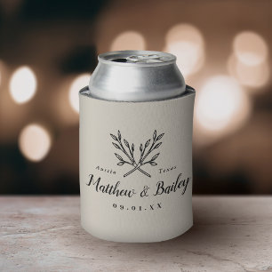 Rafraîchisseur Pour Canette Monogramme Mariage de branches rustiques Can Bei