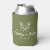 Rafraîchisseur Pour Canette Monogramme Mariage de branches rustiques | Vert ol (Can devant)
