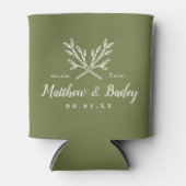 Rafraîchisseur Pour Canette Monogramme Mariage de branches rustiques | Vert ol (Devant)
