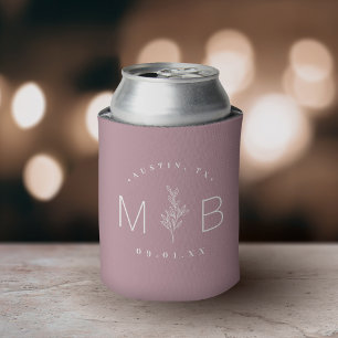 Rafraîchisseur Pour Canette Monogramme Mariage de tige florale rustique Mauv